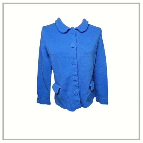 Semantiks vintage blue knit blazer size Large - Picture 1 of 5
